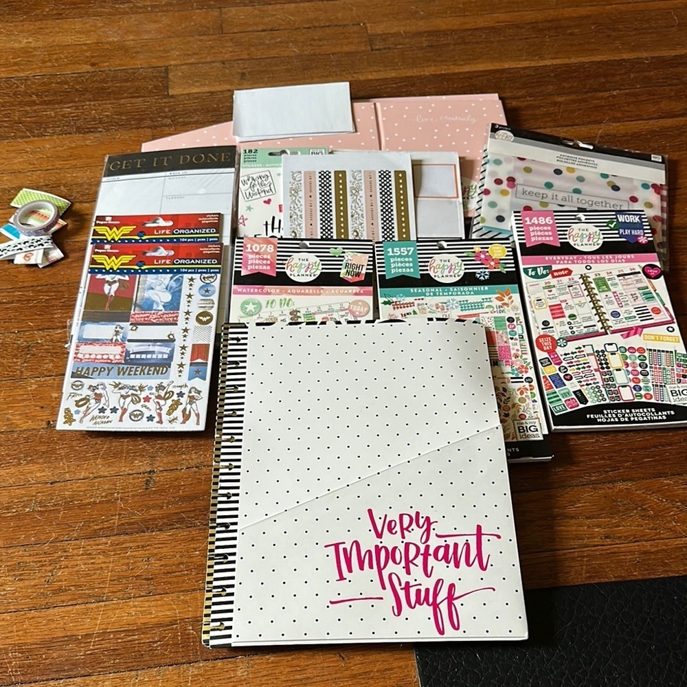 The Happy Planner Lot - Stickers, Accessories and Storage Box